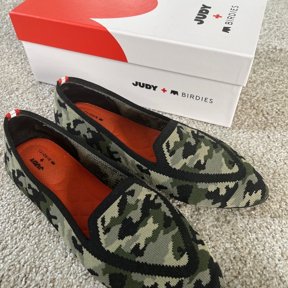 Judy + Birdies Limited Edition Khaki Camo size 6.5 flats